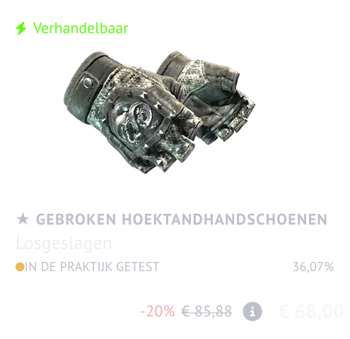 Handschoenen met gebroken hoektanden